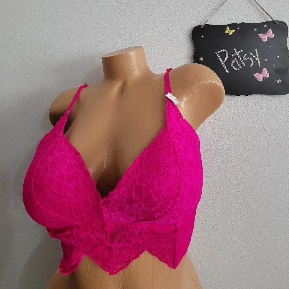 1149 SMALL Victoria's Secret Pink Floral Lace Push Up Bralette.NWT